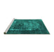 Sideview of Machine Washable Oriental Turquoise Industrial Area Rugs, wshurb3195turq