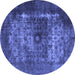 Round Oriental Blue Industrial Rug, urb3195blu