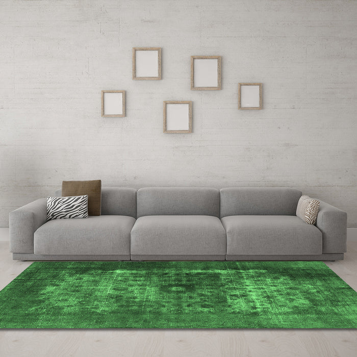 Machine Washable Oriental Emerald Green Industrial Area Rugs in a Living Room,, wshurb3195emgrn