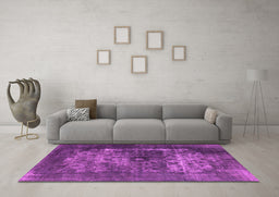 Machine Washable Oriental Pink Industrial Rug in a Living Room, wshurb3195pnk