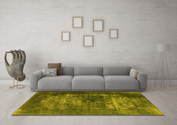 Machine Washable Oriental Yellow Industrial Rug in a Living Room, wshurb3195yw