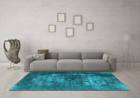 Machine Washable Oriental Light Blue Industrial Rug, wshurb3195lblu