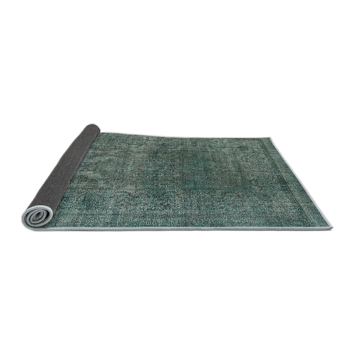 Sideview of Mid-Century Modern Cadet Blue Green Oriental Rug, urb3196