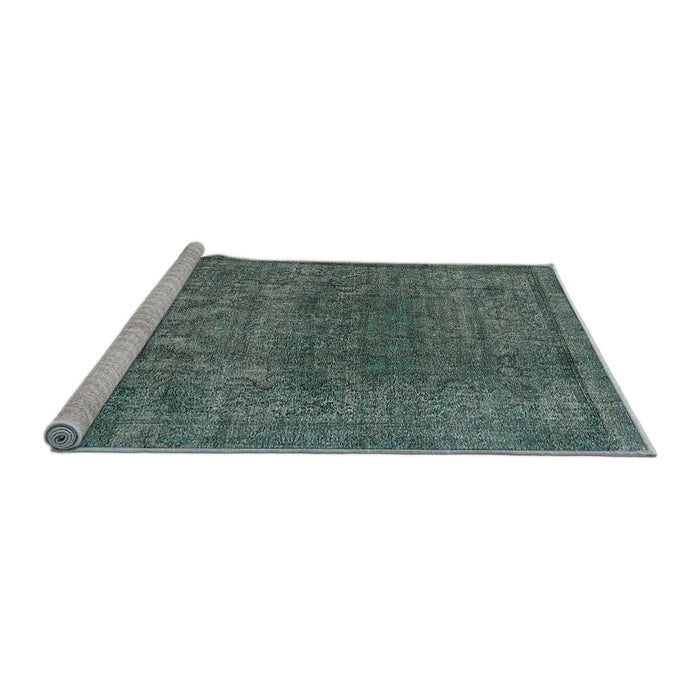 Sideview of Machine Washable Industrial Modern Cadet Blue Green Rug, wshurb3196