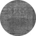 Round Machine Washable Oriental Gray Industrial Rug, wshurb3196gry