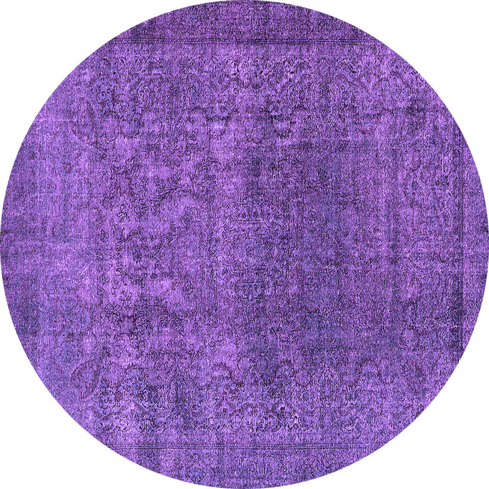 Round Machine Washable Oriental Purple Industrial Area Rugs, wshurb3196pur