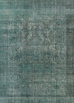 Mid-Century Modern Cadet Blue Green Oriental Rug, urb3196