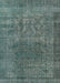 Mid-Century Modern Cadet Blue Green Oriental Rug, urb3196