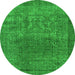 Round Oriental Green Industrial Rug, urb3196grn