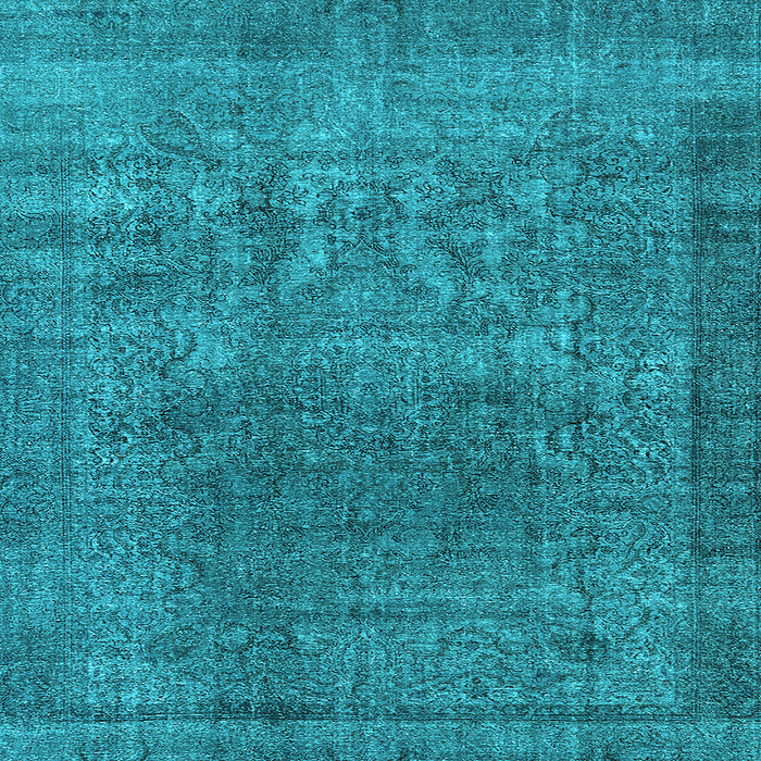 Square Machine Washable Oriental Light Blue Industrial Rug, wshurb3196lblu