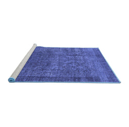 Sideview of Machine Washable Oriental Blue Industrial Rug, wshurb3196blu
