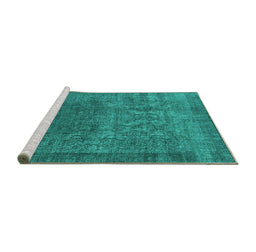 Sideview of Machine Washable Oriental Turquoise Industrial Area Rugs, wshurb3196turq