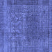 Square Machine Washable Oriental Blue Industrial Rug, wshurb3196blu