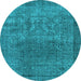 Round Oriental Light Blue Industrial Rug, urb3196lblu