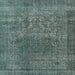 Square Mid-Century Modern Cadet Blue Green Oriental Rug, urb3196