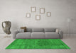 Machine Washable Oriental Green Industrial Area Rugs in a Living Room,, wshurb3196grn