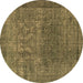 Round Oriental Brown Industrial Rug, urb3196brn