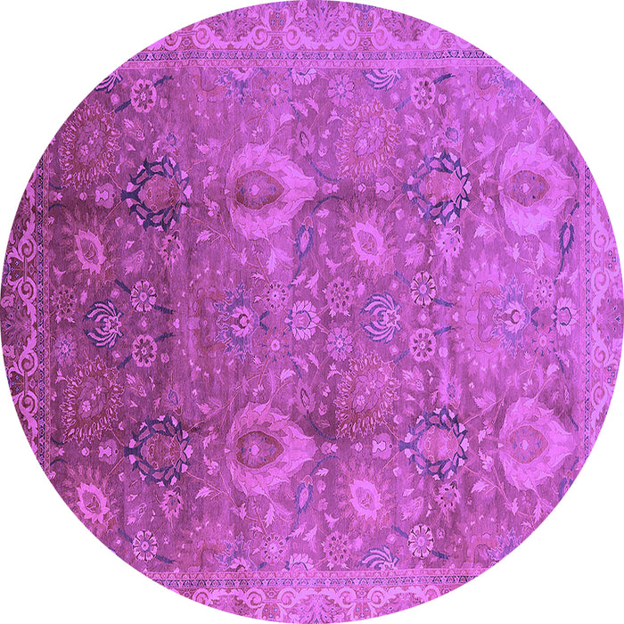 Round Machine Washable Oriental Purple Industrial Area Rugs, wshurb3197pur