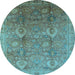 Round Oriental Light Blue Industrial Rug, urb3197lblu