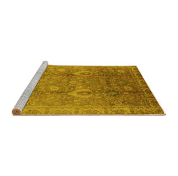 Sideview of Machine Washable Oriental Yellow Industrial Rug, wshurb3197yw
