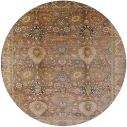 Round Mid-Century Modern Light Copper Gold Oriental Rug, urb3197