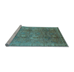 Sideview of Machine Washable Oriental Light Blue Industrial Rug, wshurb3197lblu