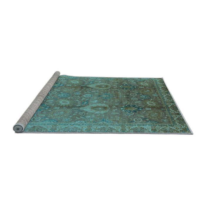 Sideview of Machine Washable Oriental Light Blue Industrial Rug, wshurb3197lblu