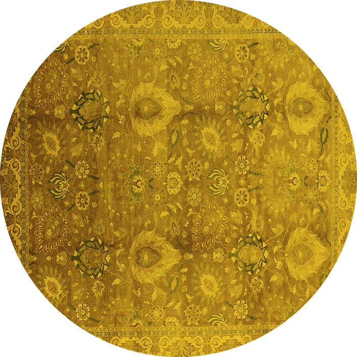 Round Oriental Yellow Industrial Rug, urb3197yw