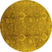 Round Oriental Yellow Industrial Rug, urb3197yw