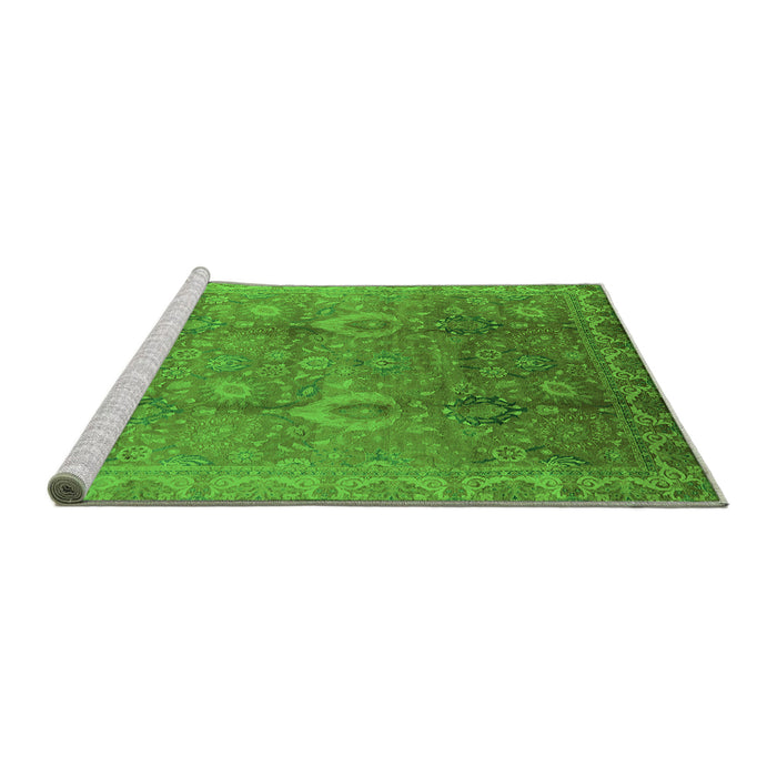 Sideview of Machine Washable Oriental Green Industrial Area Rugs, wshurb3197grn