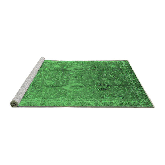 Sideview of Machine Washable Oriental Emerald Green Industrial Area Rugs, wshurb3197emgrn