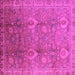 Square Machine Washable Oriental Pink Industrial Rug, wshurb3197pnk