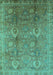 Machine Washable Oriental Turquoise Industrial Area Rugs, wshurb3197turq