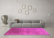 Machine Washable Oriental Pink Industrial Rug in a Living Room, wshurb3197pnk