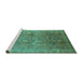 Sideview of Machine Washable Oriental Turquoise Industrial Area Rugs, wshurb3197turq