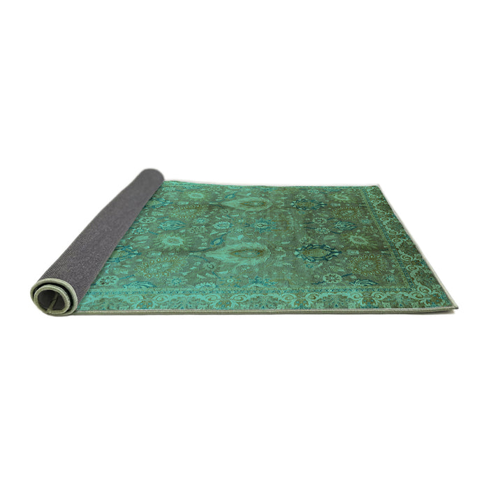 Sideview of Oriental Turquoise Industrial Rug, urb3197turq