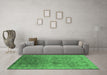 Machine Washable Oriental Emerald Green Industrial Area Rugs in a Living Room,, wshurb3197emgrn