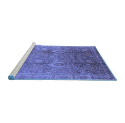 Sideview of Machine Washable Oriental Blue Industrial Rug, wshurb3197blu