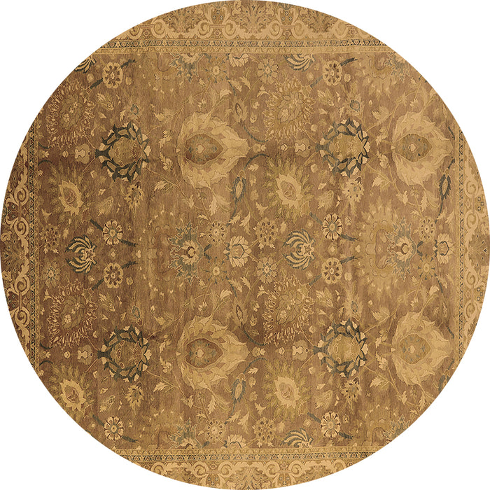 Round Oriental Brown Industrial Rug, urb3197brn