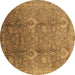 Round Oriental Brown Industrial Rug, urb3197brn