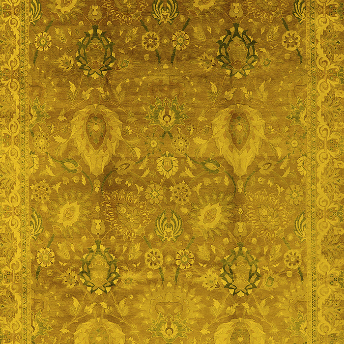 Machine Washable Oriental Yellow Industrial Rug, wshurb3197yw