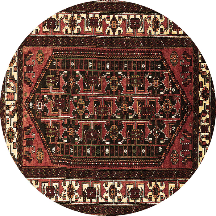 Round Oriental Brown Industrial Rug, urb3198brn