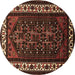 Round Oriental Brown Industrial Rug, urb3198brn