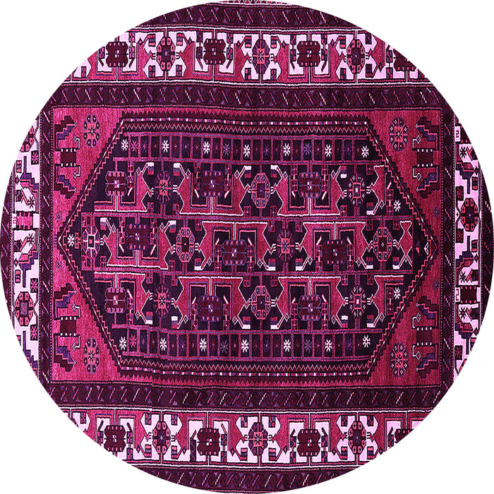 Round Machine Washable Oriental Pink Industrial Rug, wshurb3198pnk