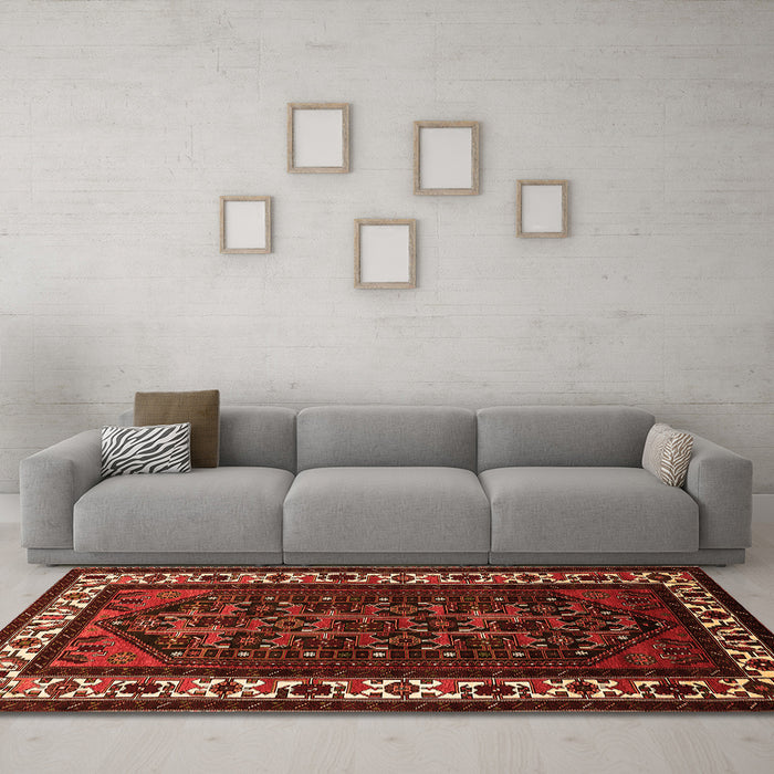 Machine Washable Oriental Orange Industrial Area Rugs in a Living Room, wshurb3198org