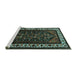 Sideview of Machine Washable Oriental Turquoise Industrial Area Rugs, wshurb3198turq