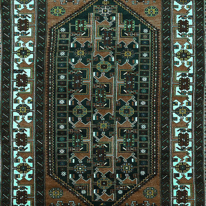 Machine Washable Oriental Turquoise Industrial Area Rugs, wshurb3198turq