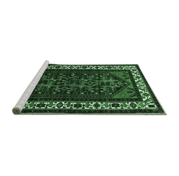 Sideview of Machine Washable Oriental Emerald Green Industrial Area Rugs, wshurb3198emgrn