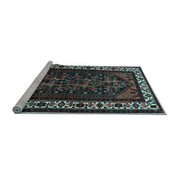 Sideview of Machine Washable Oriental Light Blue Industrial Rug, wshurb3198lblu