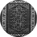 Round Machine Washable Oriental Gray Industrial Rug, wshurb3198gry